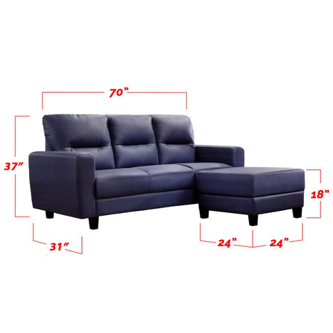 Image of Taylor 3 Seater Faux Leather Sofa With Stool In 3 Colors
