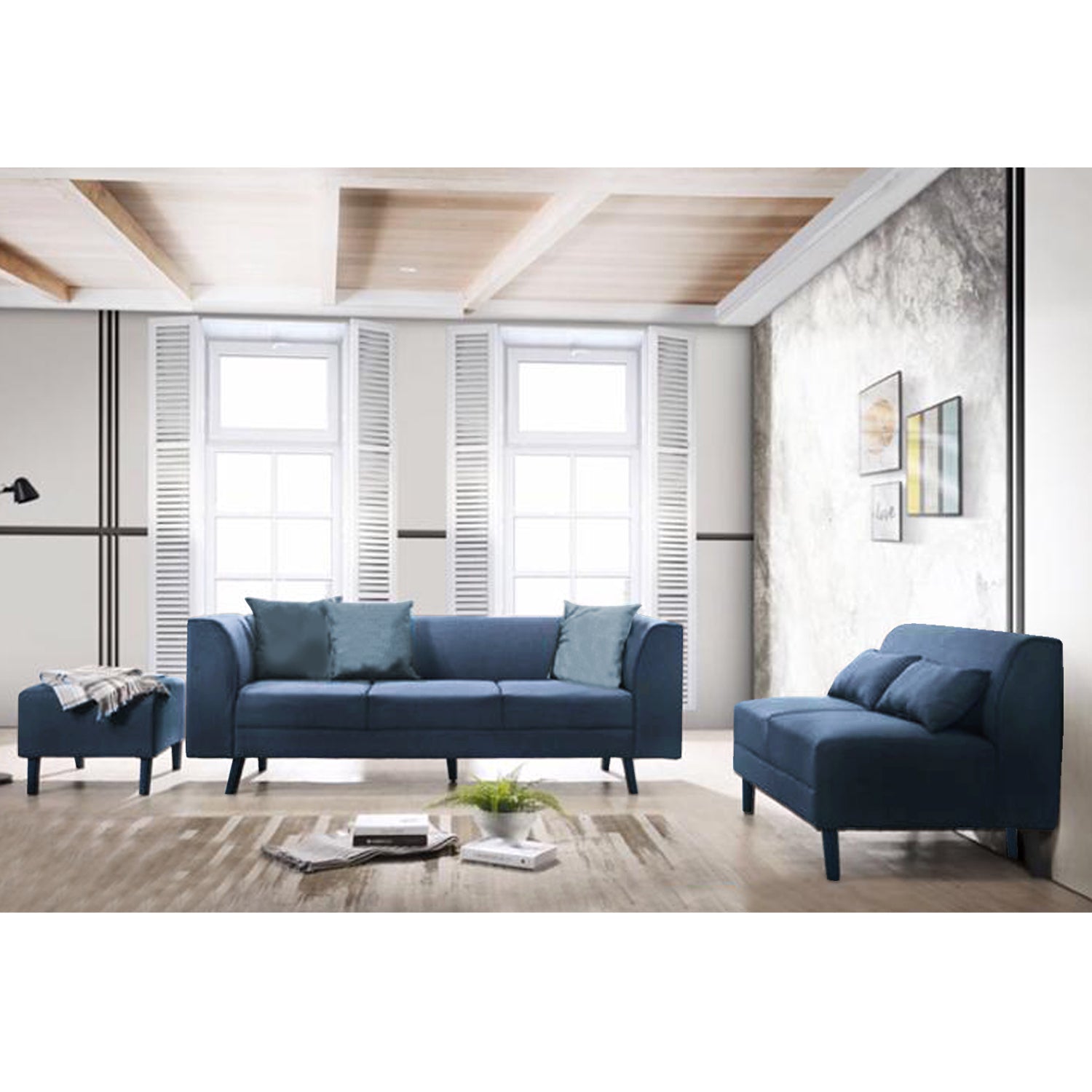 Columbus Fabric/ Leather 3 Piece Modular Sofa Set in 6 Colours-Furnituremart.sg