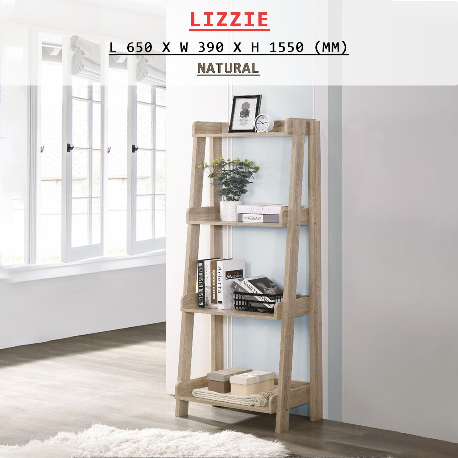 Lizzie Display Rack Cum Bookshelf