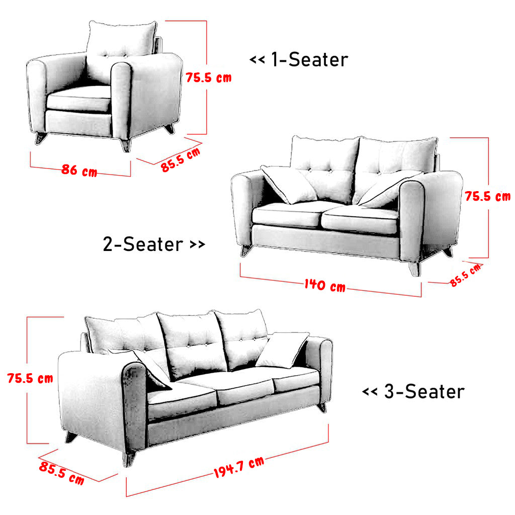 Dixie Series Fabric 1/2/3-Seater L-Shaped Sofa Set with Chaise in 5 Colours