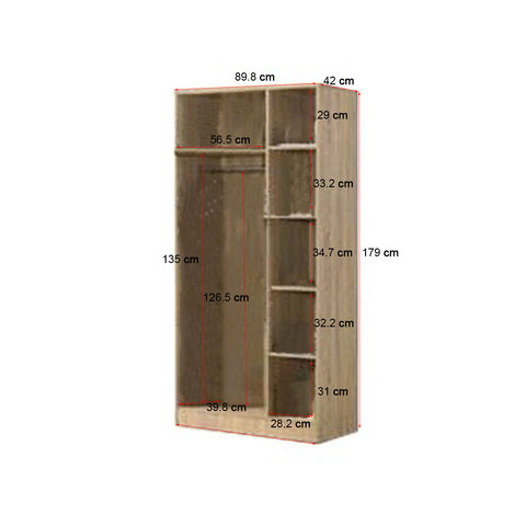 Zarya Series 3 Tall 3 Door Wardrobe Cabinet In Natural Oak Colour