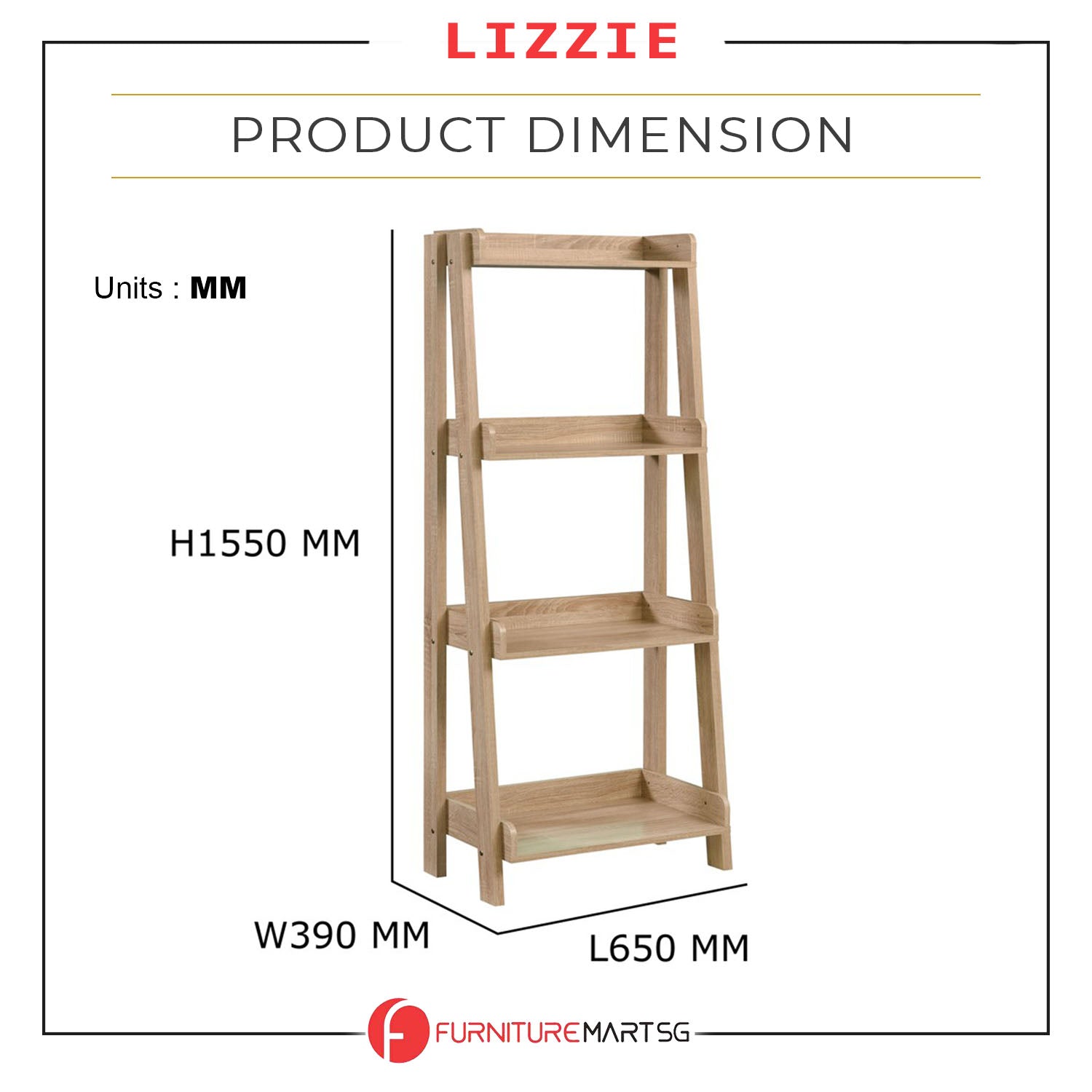 Lizzie Display Rack Cum Bookshelf