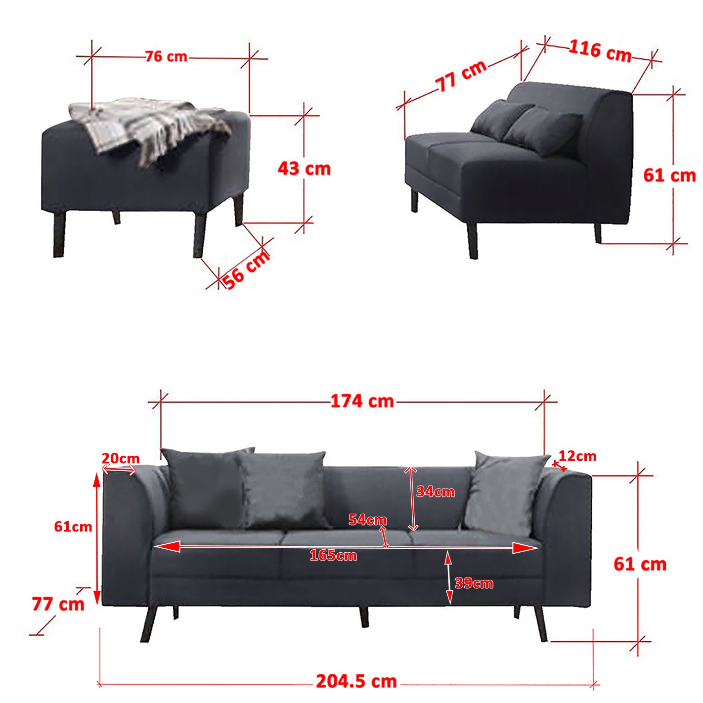 Columbus Modular Faux Leather/ Fabric Sofa Set w/ Pet-Friendly Option