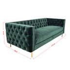 Modern New Design luxury Couch With Brass Legs Plush Green Velvet Sofa For Living Room Furniture