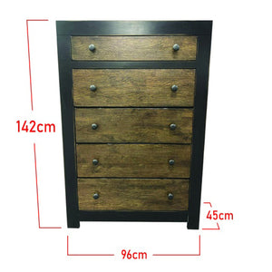 Mio Series 6 Drawer Chest In Black & Brown. FREE DELIVERY