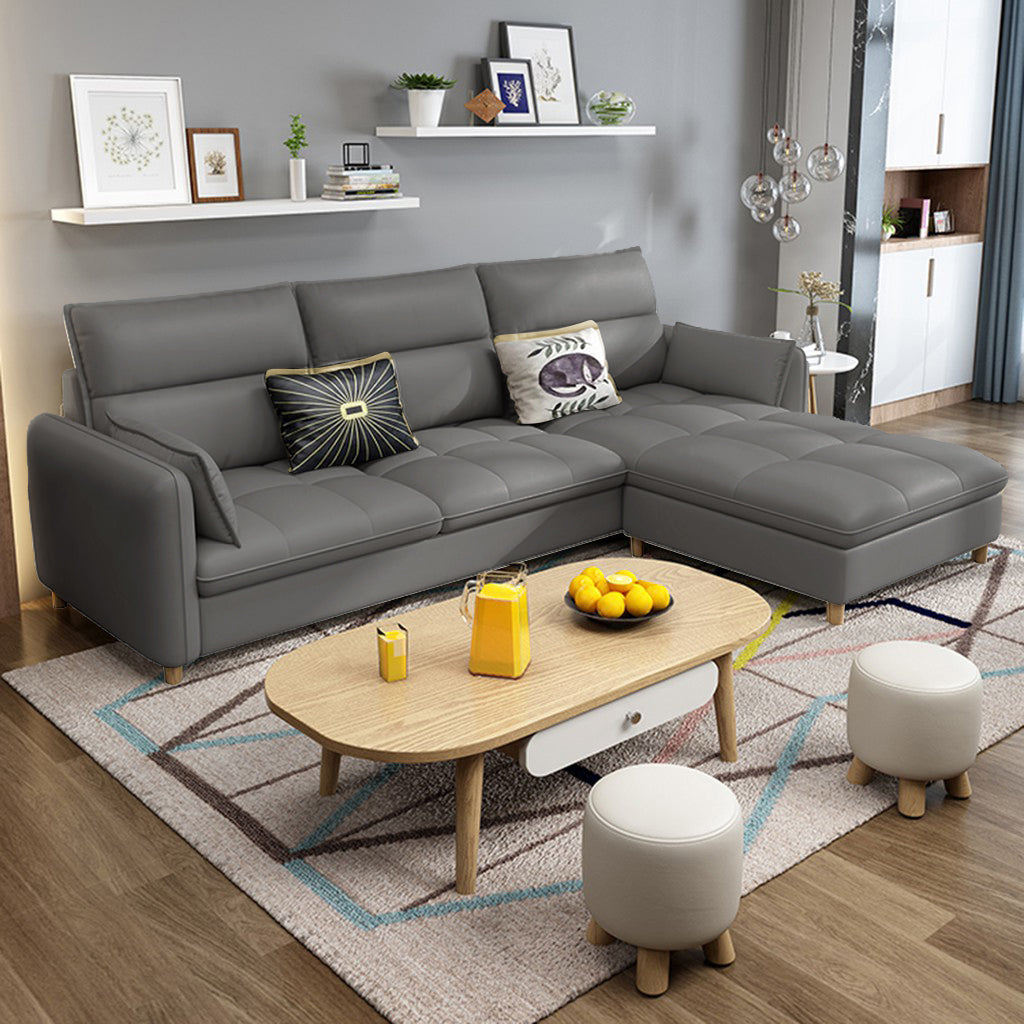 Consadole 3/4 Seater Leather Sofa Set With Ottoman In 5 Colours-Furnituremart.sg