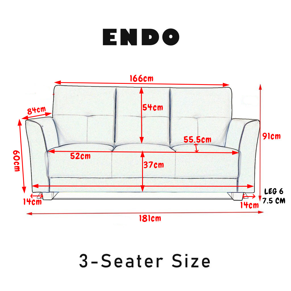Endo Series Sofa Set 2-Seater and 3-Seater Sofa in 48 Colour - w/ PetFriendly Options