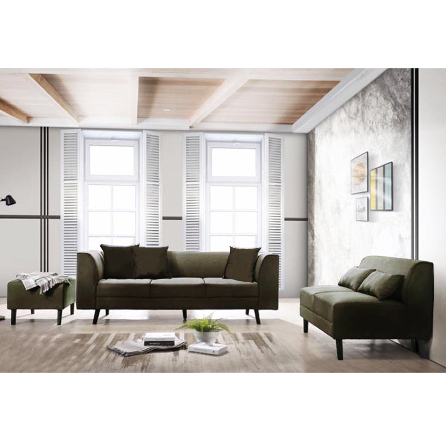 Columbus Fabric/ Leather 3 Piece Modular Sofa Set in 6 Colours-Furnituremart.sg