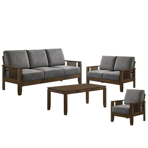 Image of Frida 1/2/3 Seater Fabric Sofa And Coffee Table Set In Grey