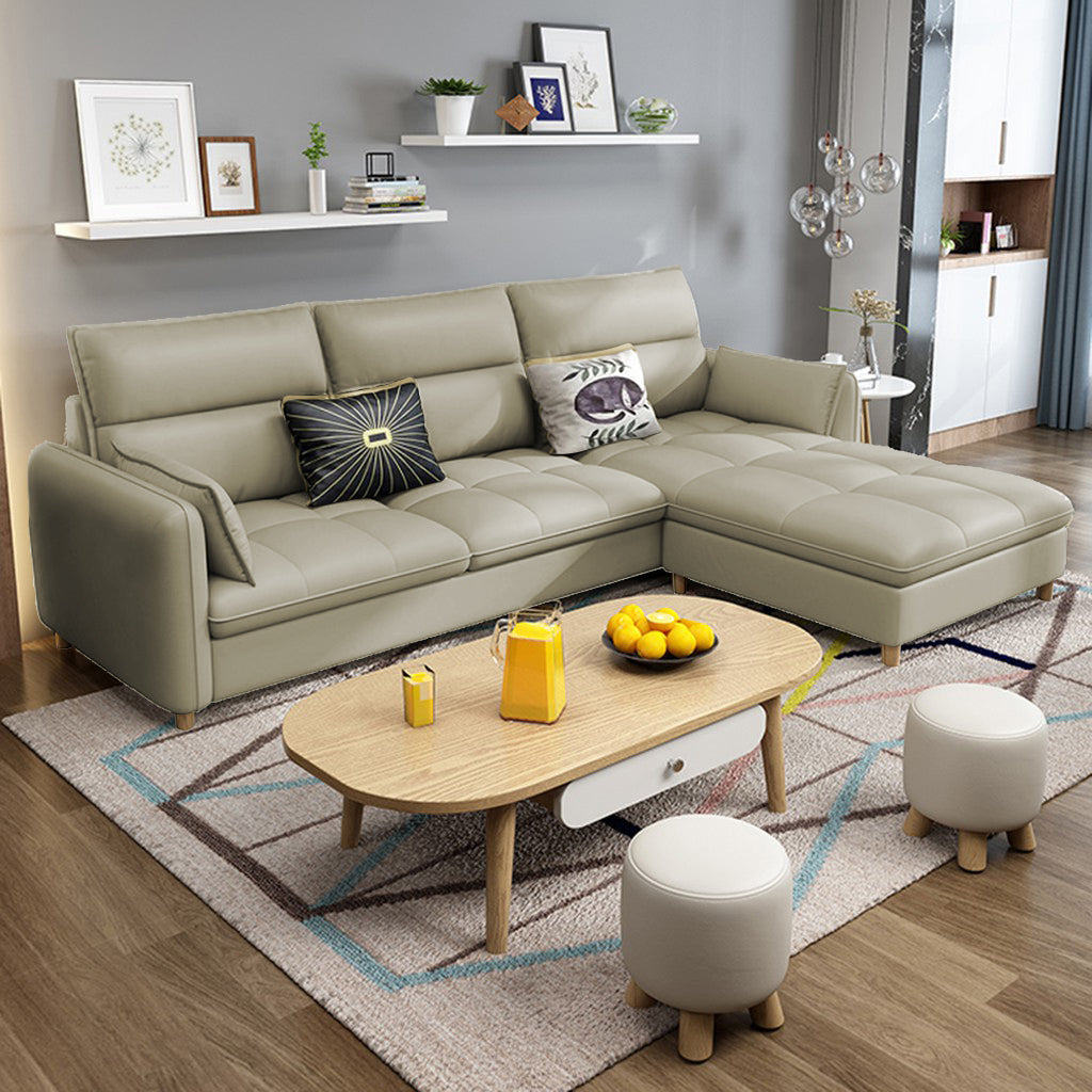 Consadole 3/4 Seater Leather Sofa Set With Ottoman In 5 Colours-Furnituremart.sg