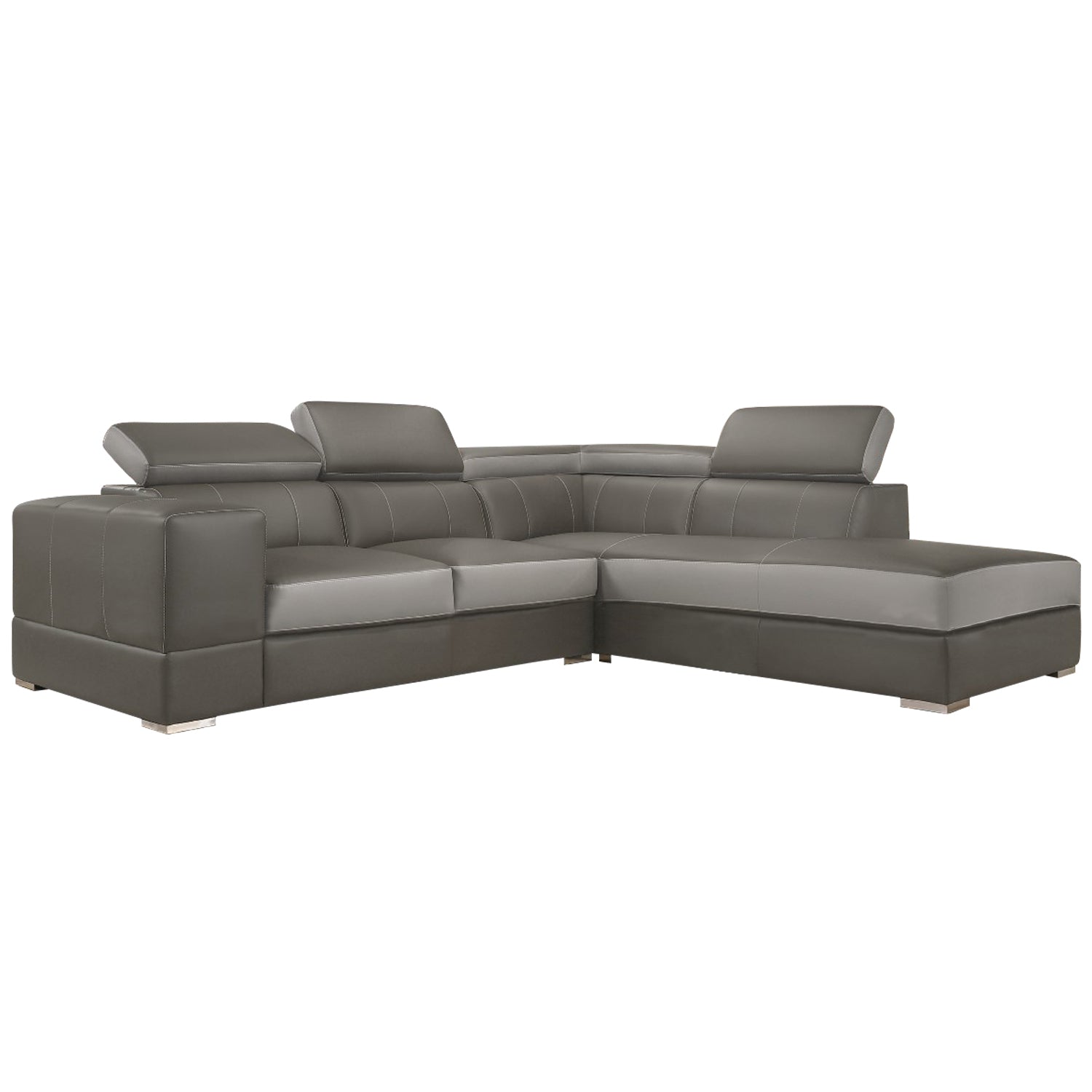 Vienna L-Shaped Sofa with Metal Legs in 2 Colours Fabric and Nova Leather