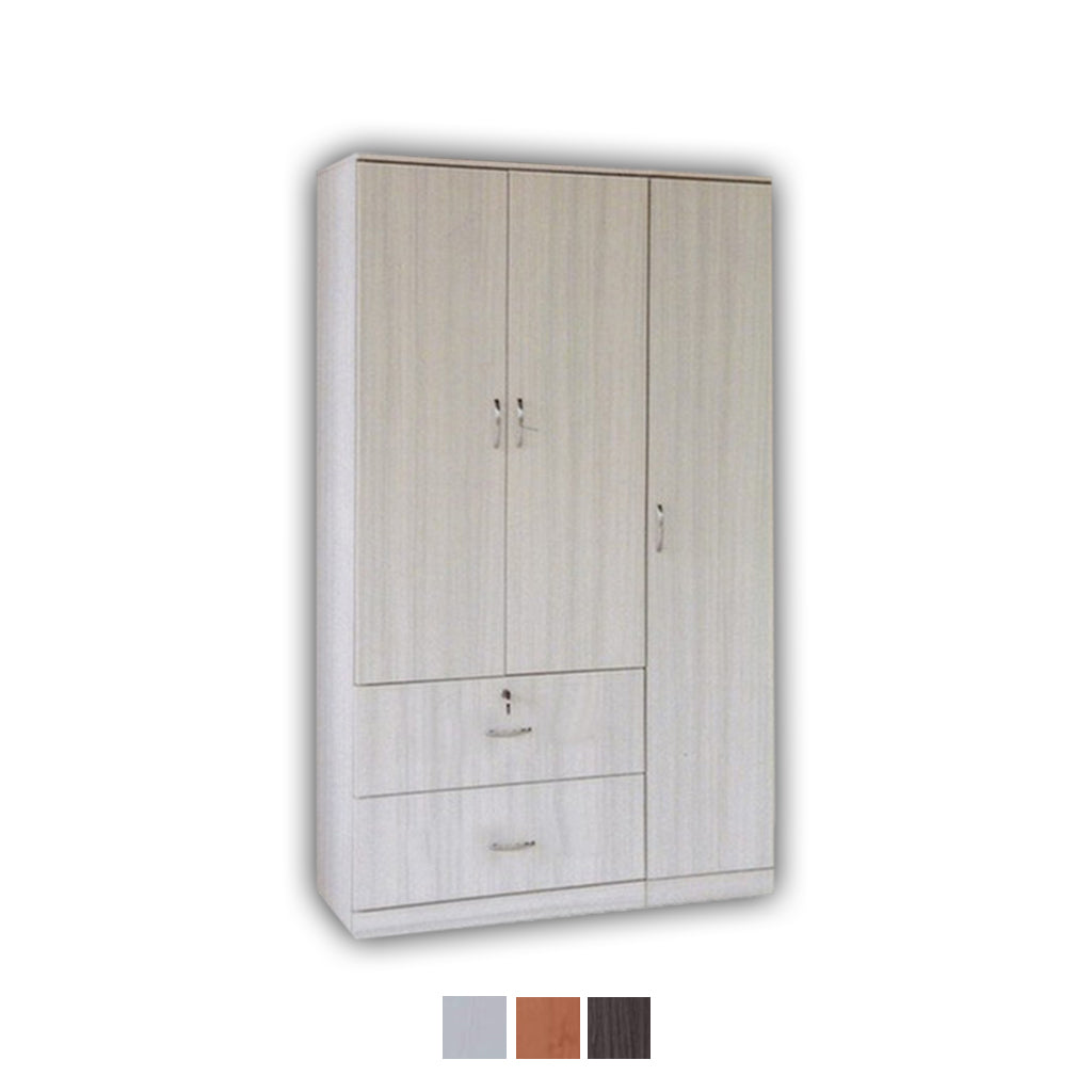 Ivy 3 Door Wardrobe In White Wash, Walnut and Wenge