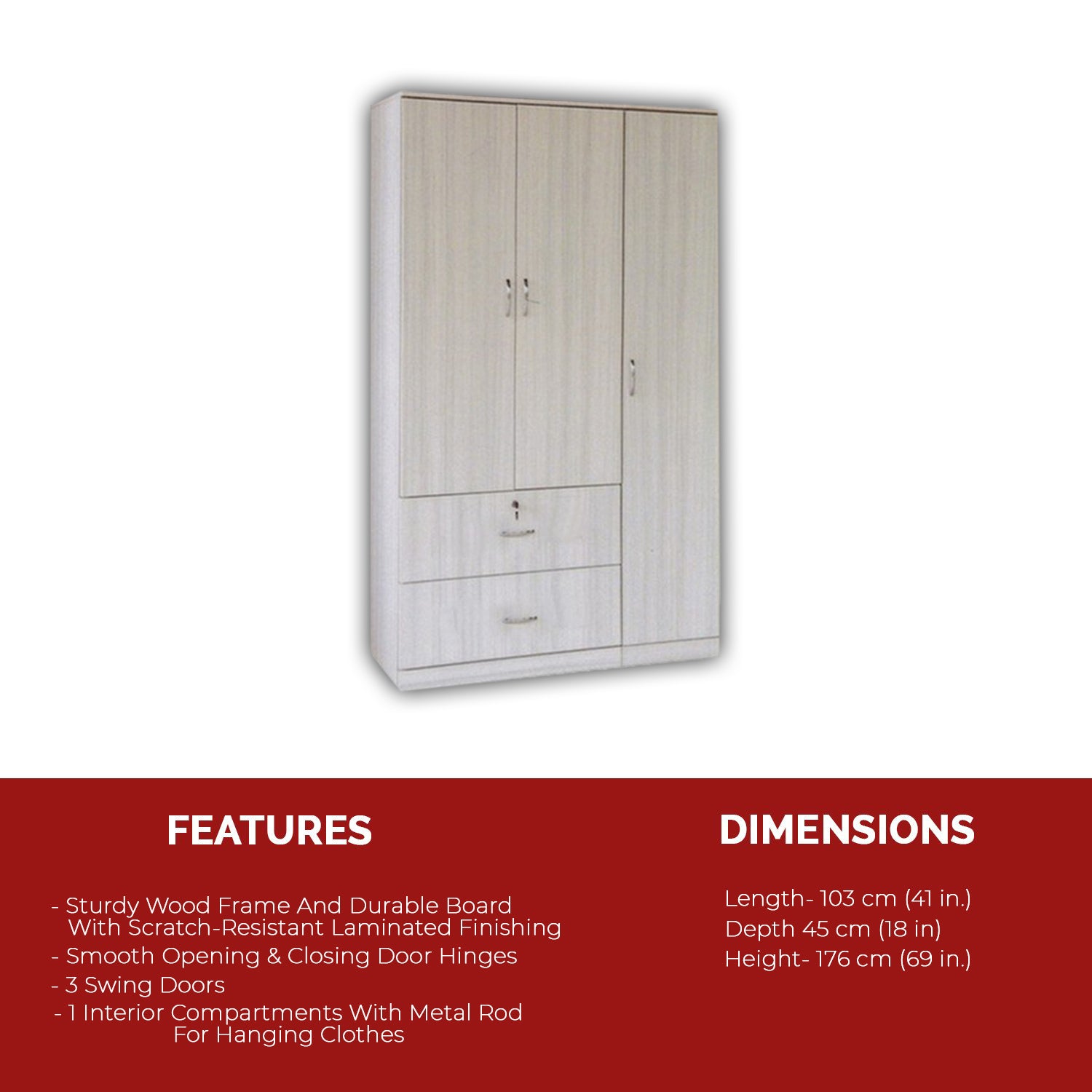 Ivy 3 Door Wardrobe In 3 Colours
