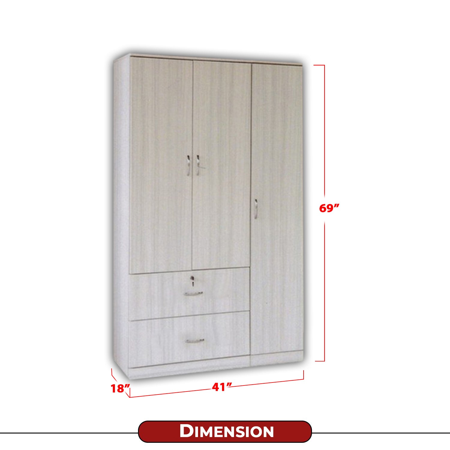 Ivy 3 Swing Door Wardrobe – Furnituremart.sg
