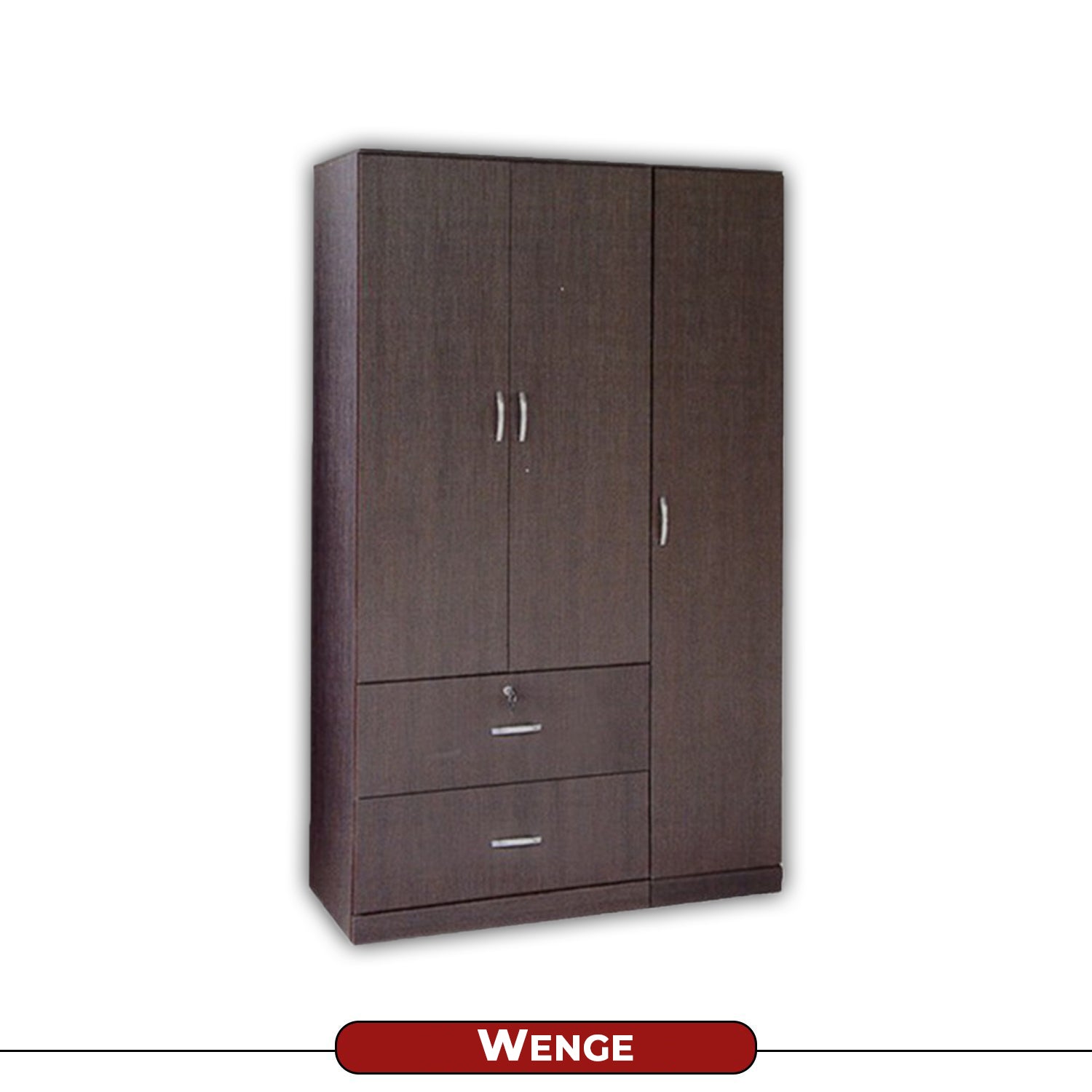 Ivy 3 Door Wardrobe In White Wash, Walnut and Wenge