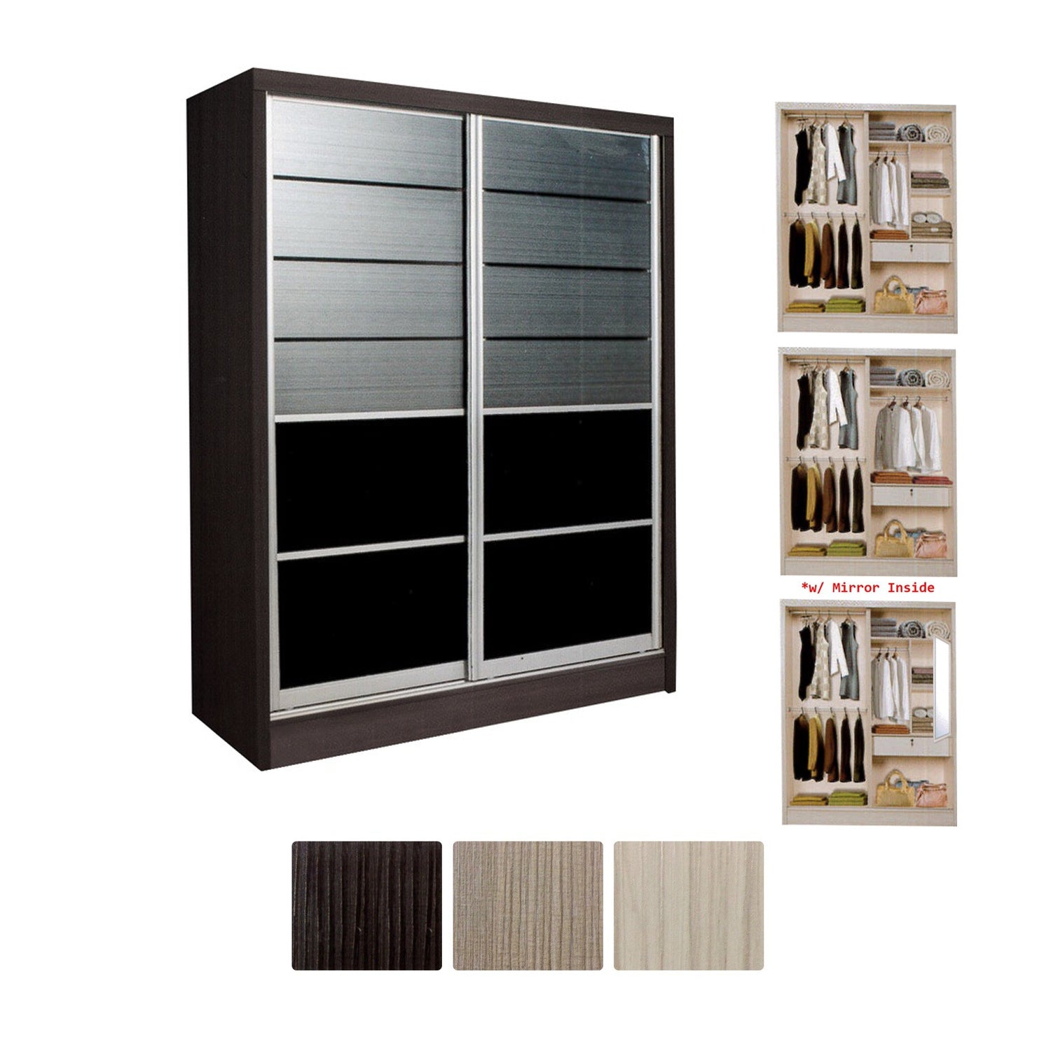Fuego Series 1 5FT 2-Door Sliding Door Wardrobe Models Mirror
