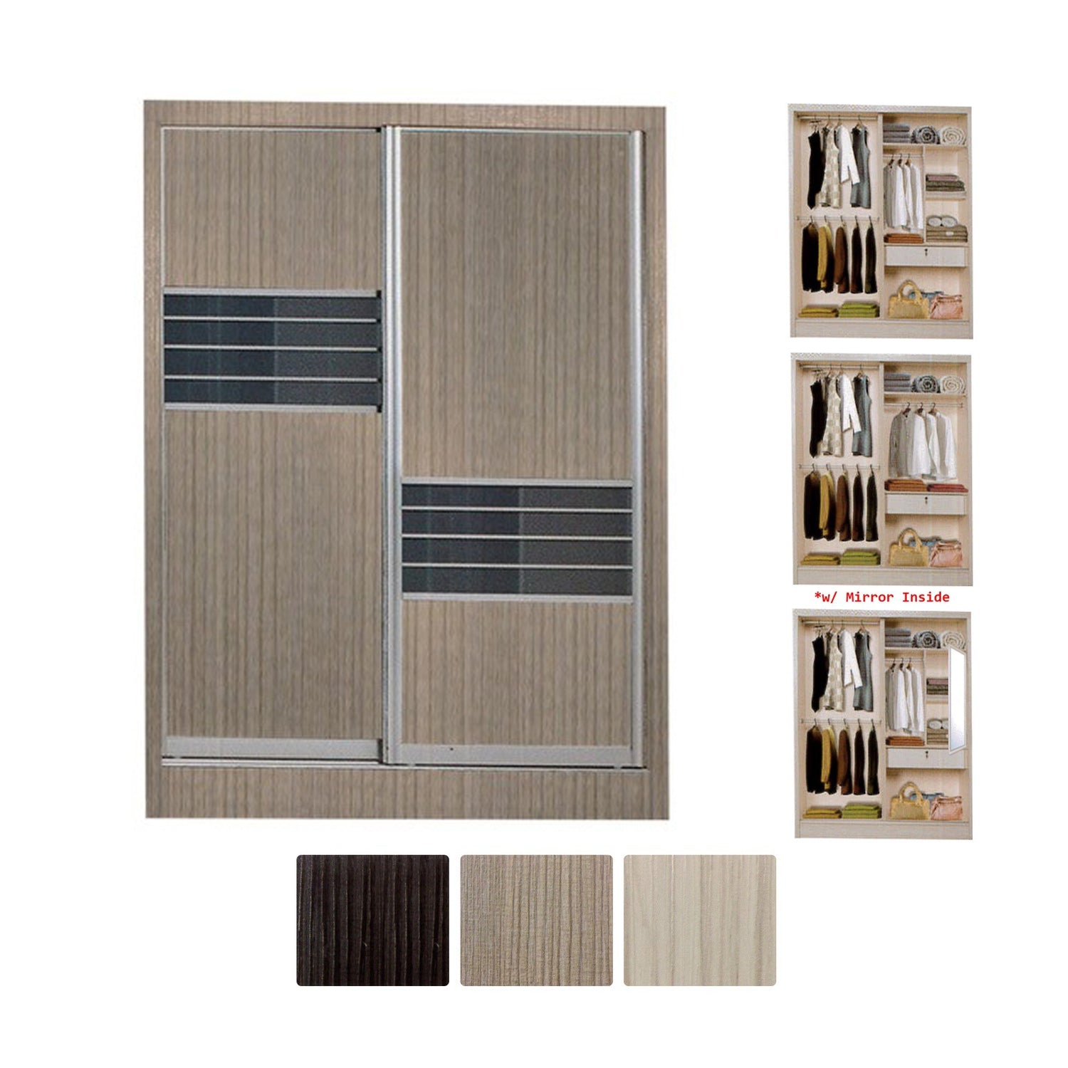 Fuego Series 2 5FT 2-Door Sliding Door Wardrobe Models Mirror