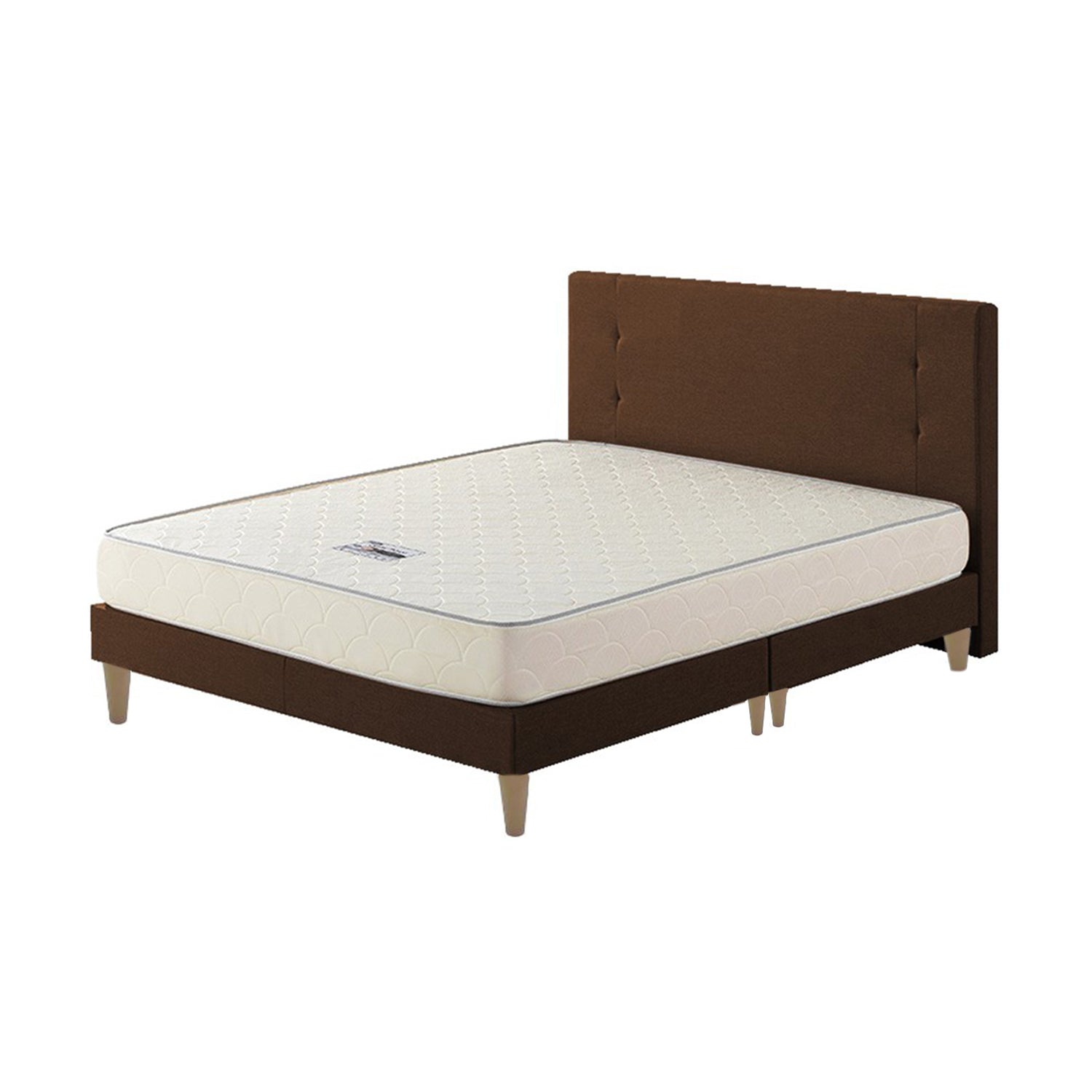 Naga Fabric Platform Divan / 6 Inch Pencil Leg+ 8" Orthopedic Foam Mattress Brown In Single, Super Single, Queen, And King Size