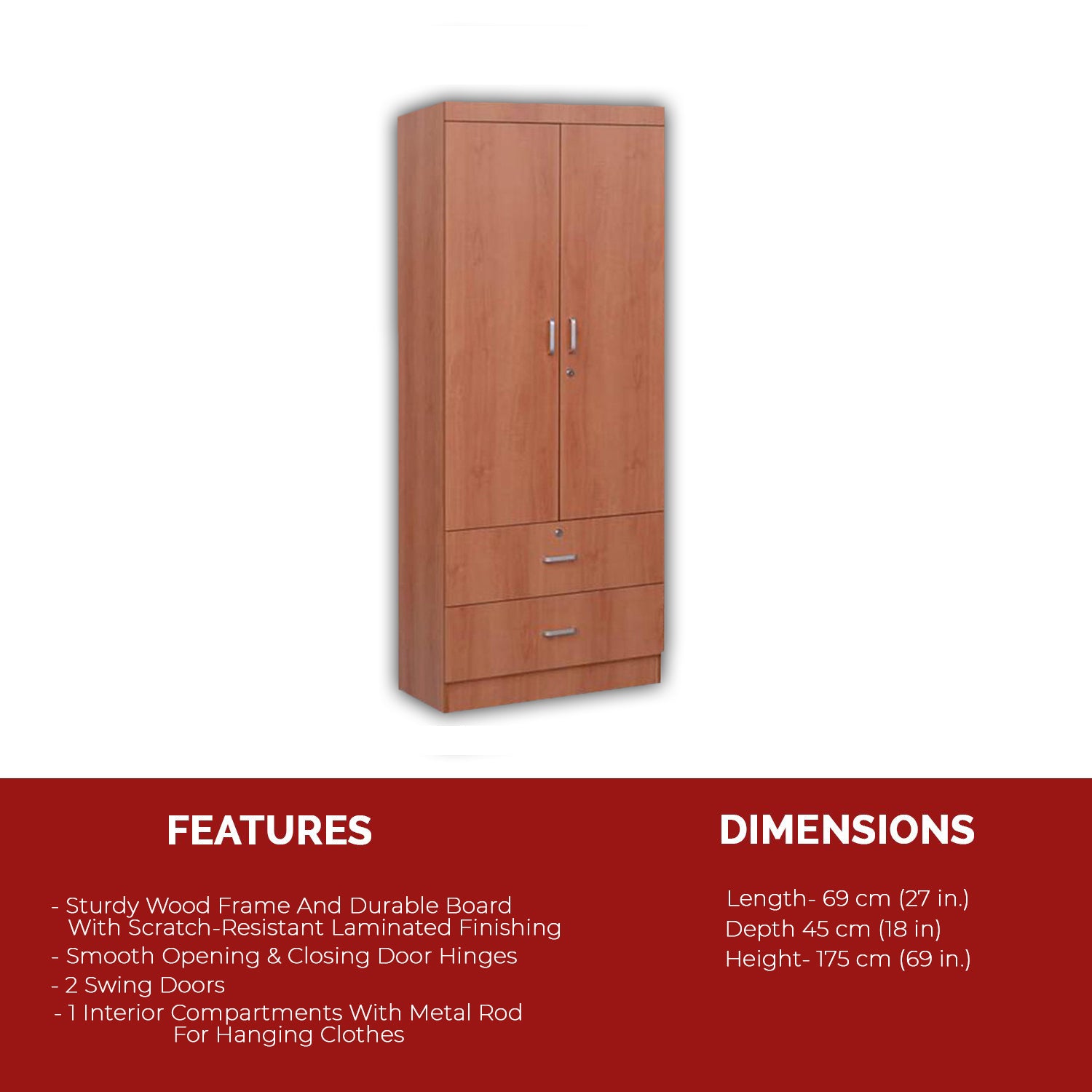 Nova 2 Door Wardrobe In 3 Colors