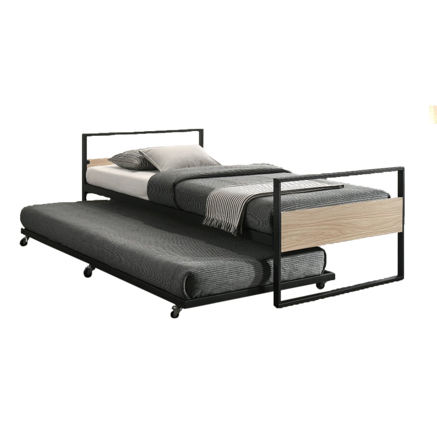 Hilson Single Bed Frame with Pull Out Bed. Add On Mattress Available.
