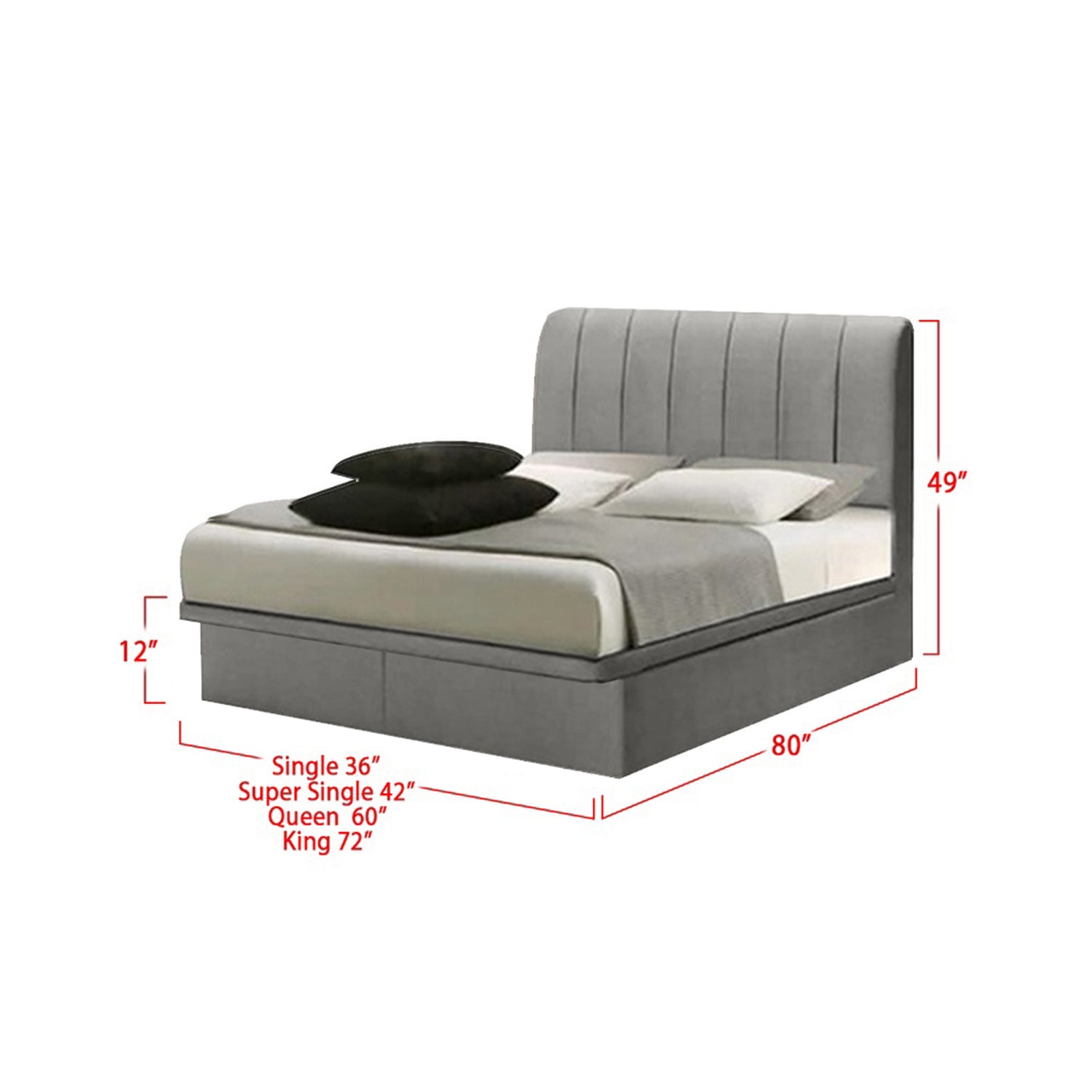 Adele SBD 12" Storage Bed Frame In 3 Colors w/ Mattress Option