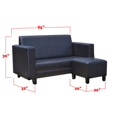 Image of 3 Seater Leather Sofa With Ottoman