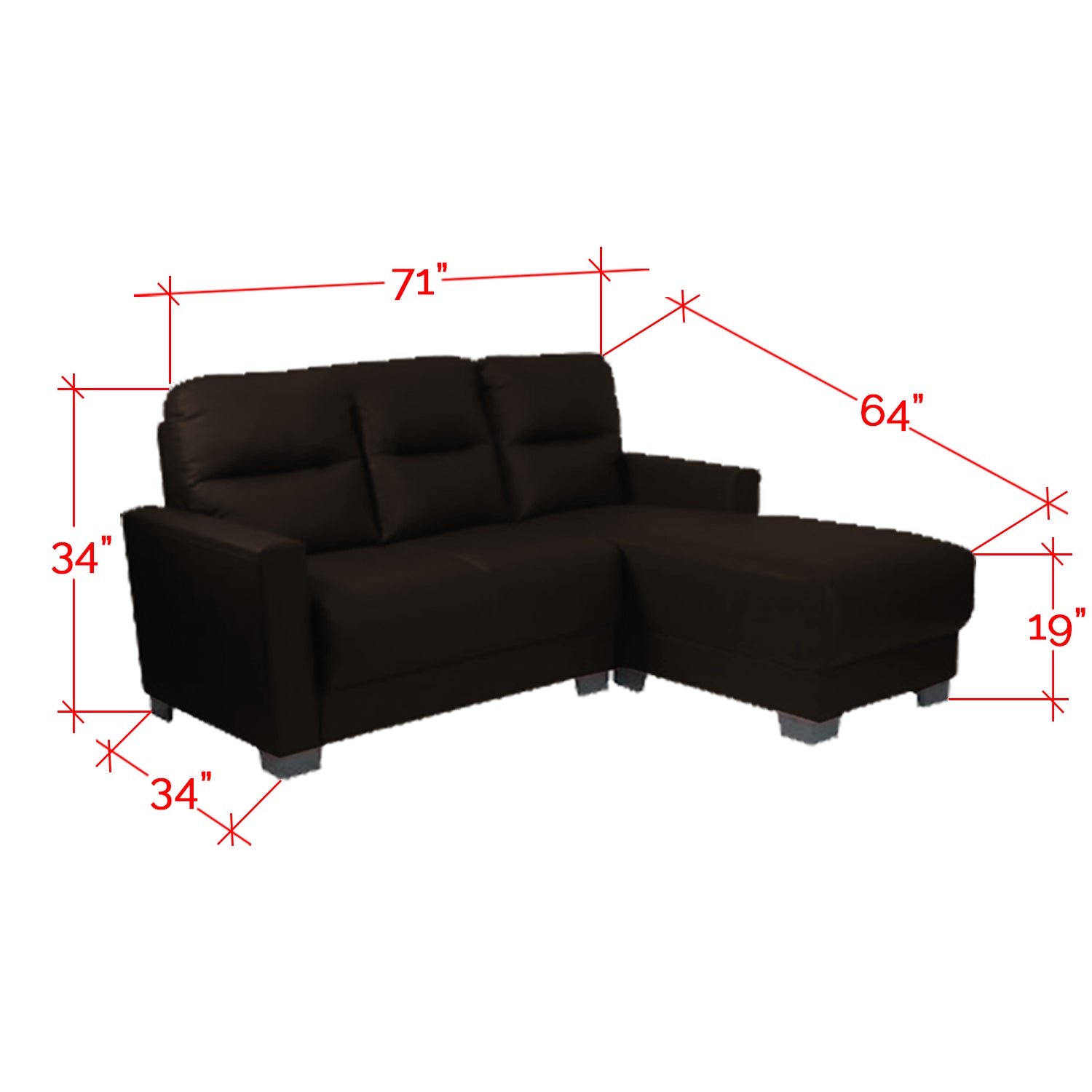 Alison 3 Seater Leather L- Shape Sofa 5 Colours-Furnituremart.sg