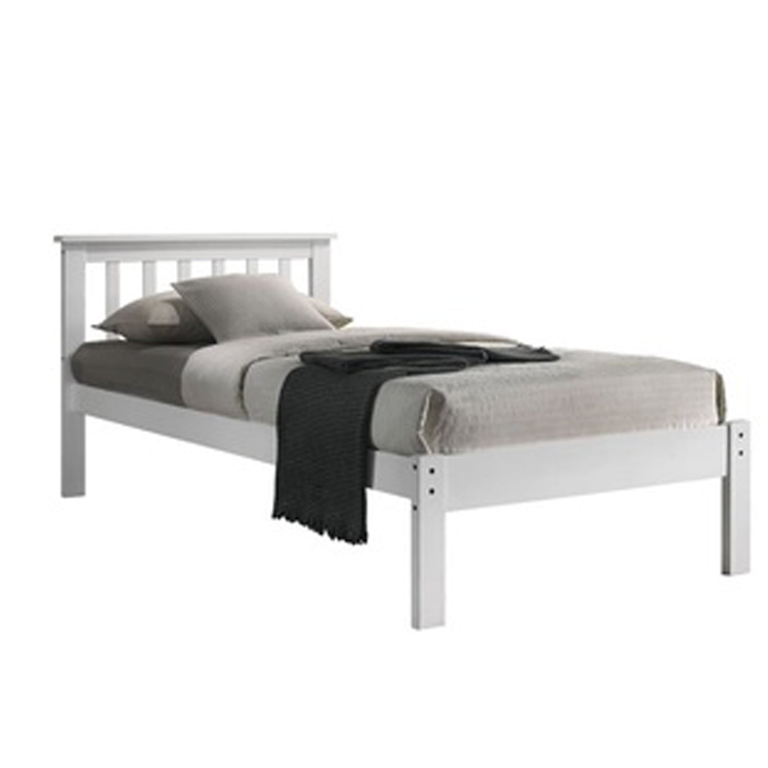Terra Solid Wood Bed (White / Walnut) / Two Color Available / Strong Construction / Solid rubber wood w/ Mattress Option